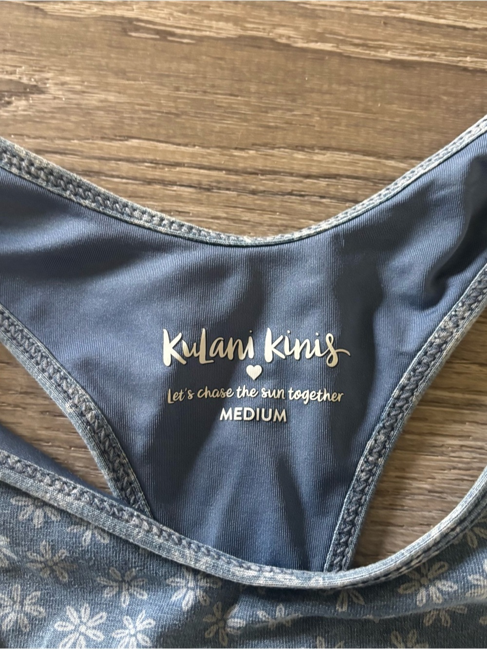 Kulani Kinis Dusty Blue Floral Thong Bikini Bottom - Picture 2 of 3